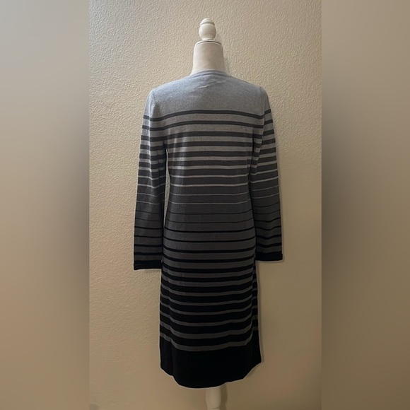 Talbots Sweater Dress Knit S Long Sleeve Cotton Striped Gray Black - Picture 5 of 7